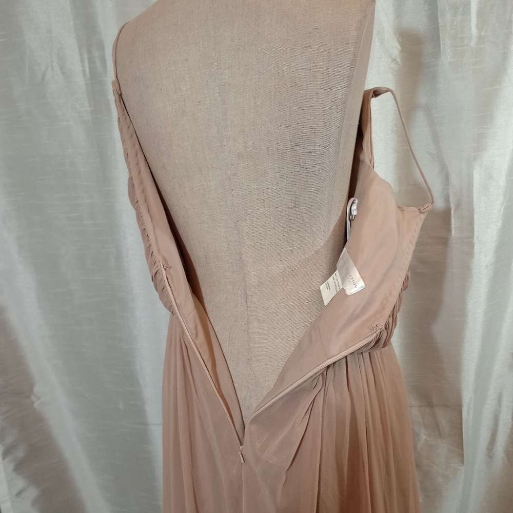 Dessy Collection Long Gown Chestnut beige Straps/Pleats/Sleeveless/V-back, 10 - Picture 9 of 14